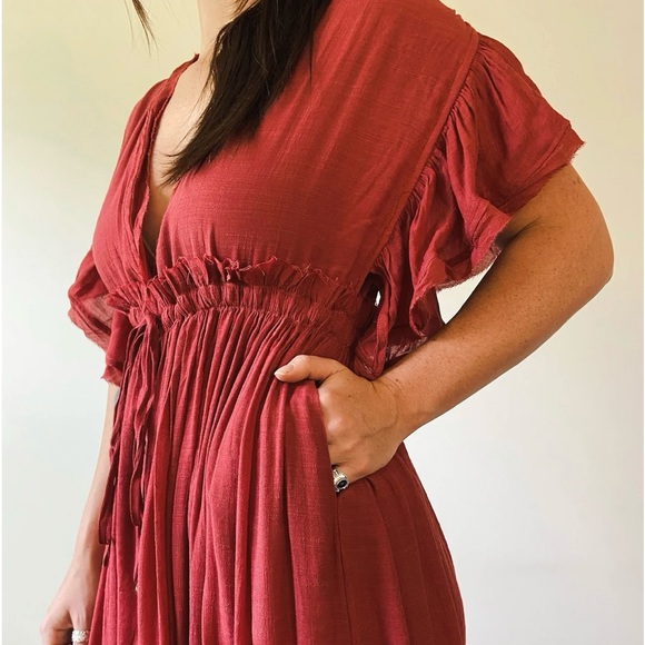 **LAST ONE** Boho Plunging Neck Gauze Cover Up Photoshoot Maternity Maxi Dress - Picture 3 of 13